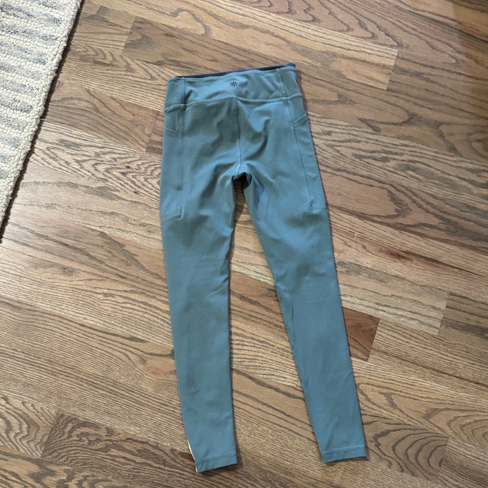 Athleta Green Leggings with White Accents - Picture 3 of 4